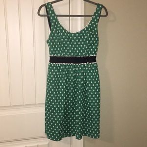 Polka dot dress with waistband tie on back